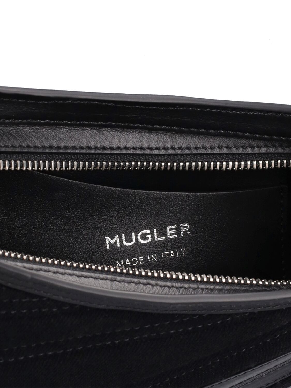 Shop Mugler Medium Spiral Embossed Denim Bag In Schwarz,schwarz