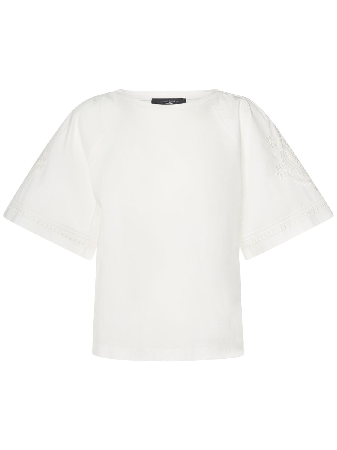 Weekend Max Mara Livorno Cotton Jersey Top W/embroidery In White