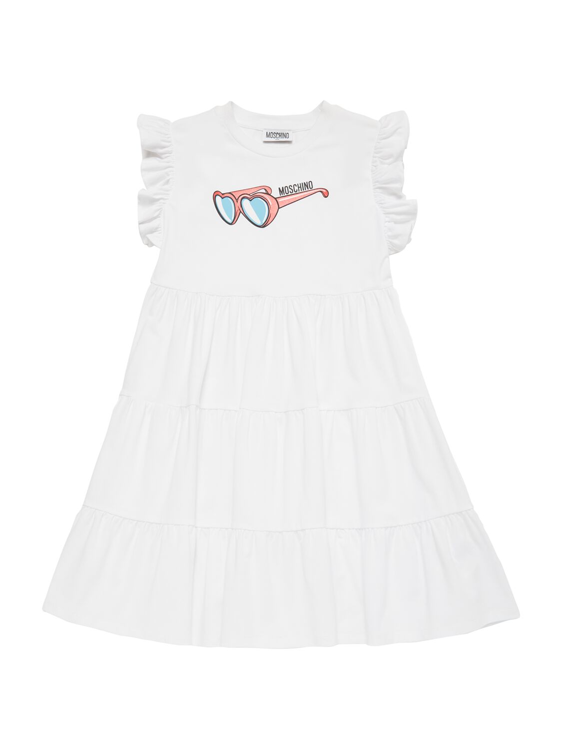 Moschino Kids' Cotton Interlock Dress In White