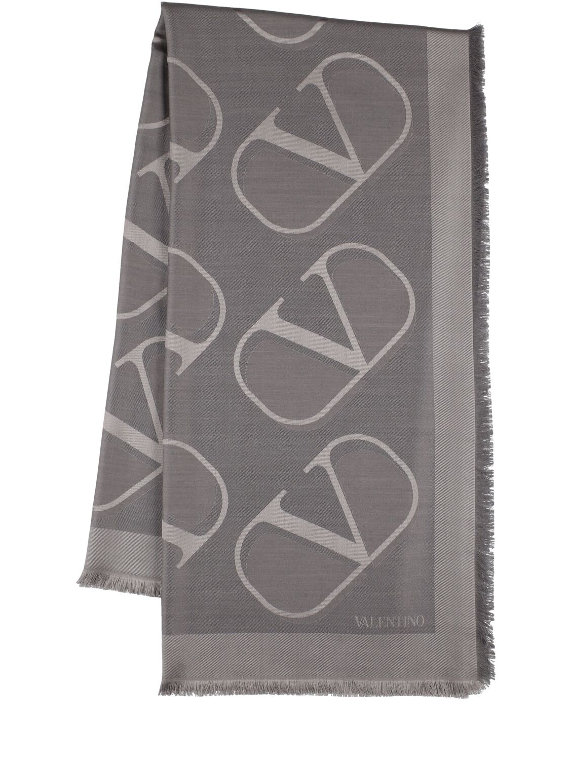 V Logo Silk & Wool Scarf