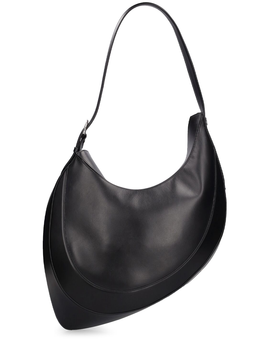 Shop Mugler Large Spiral Curve Leather Shoulder Bag In Black