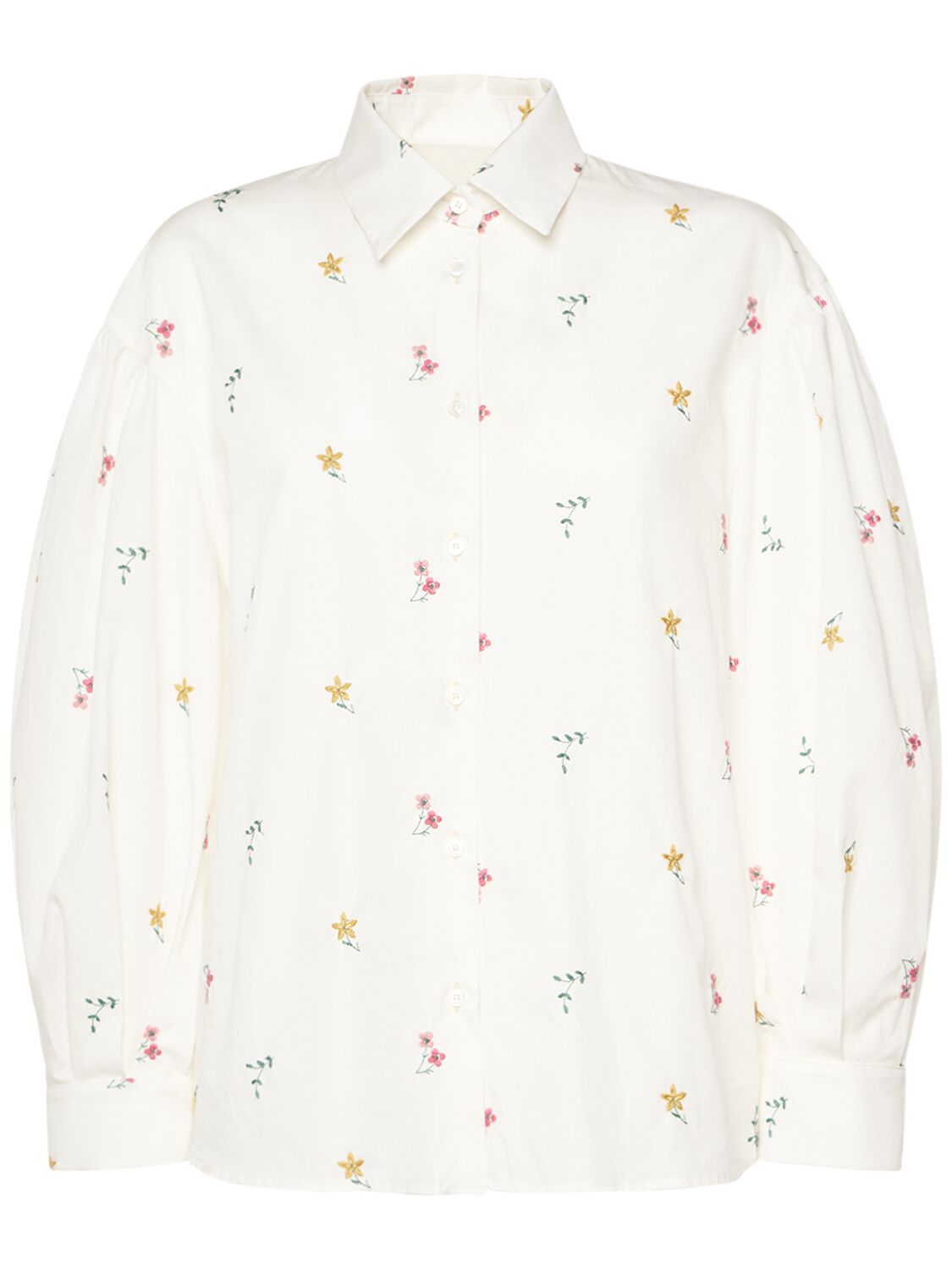 Shop Weekend Max Mara Villar Embroidered Cotton Shirt In White