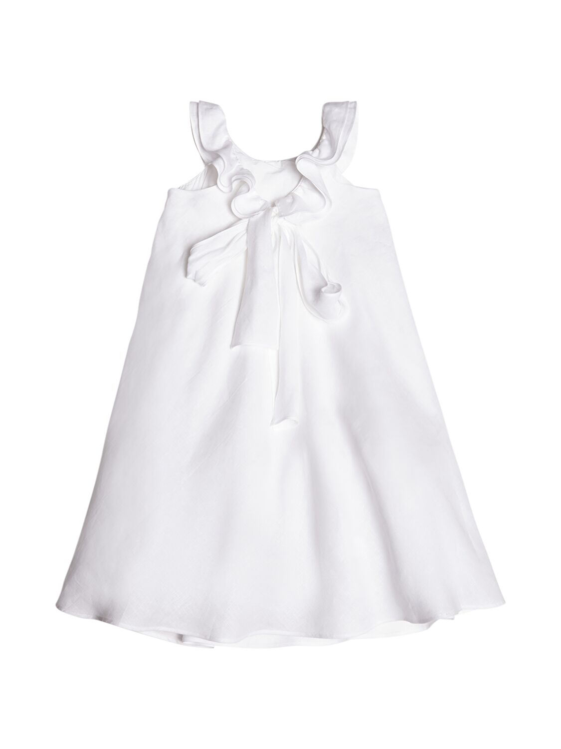 Shop Il Gufo Linen Dress W/ruffles In White