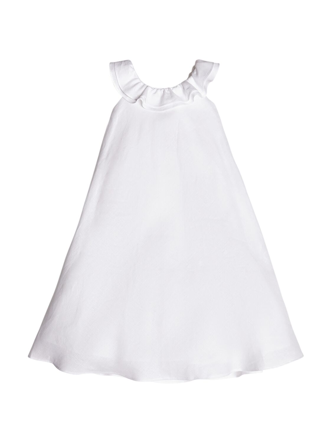 Shop Il Gufo Linen Dress W/ruffles In White