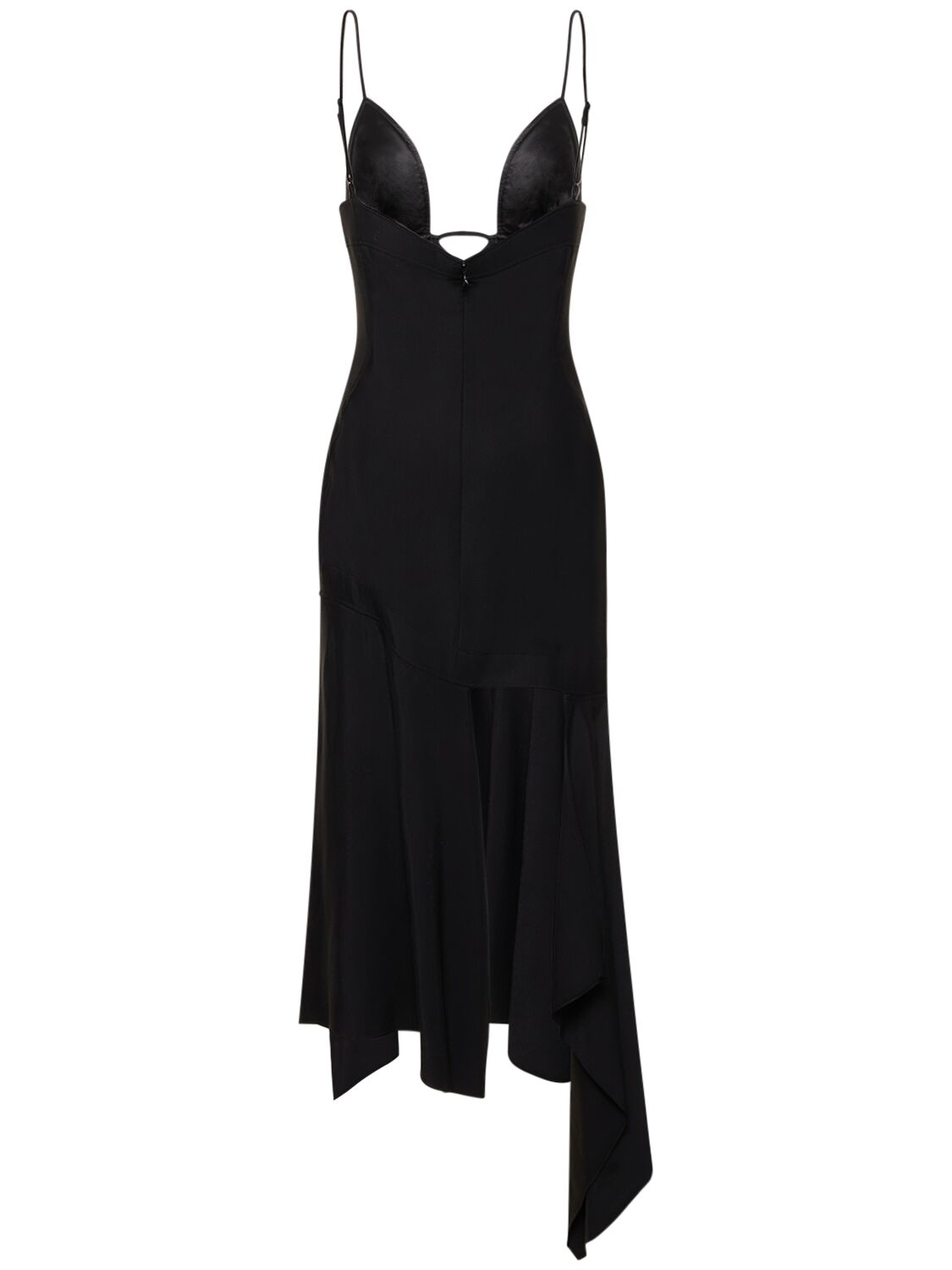 Shop Mugler Asymmetrical Twill Long Dress In Black