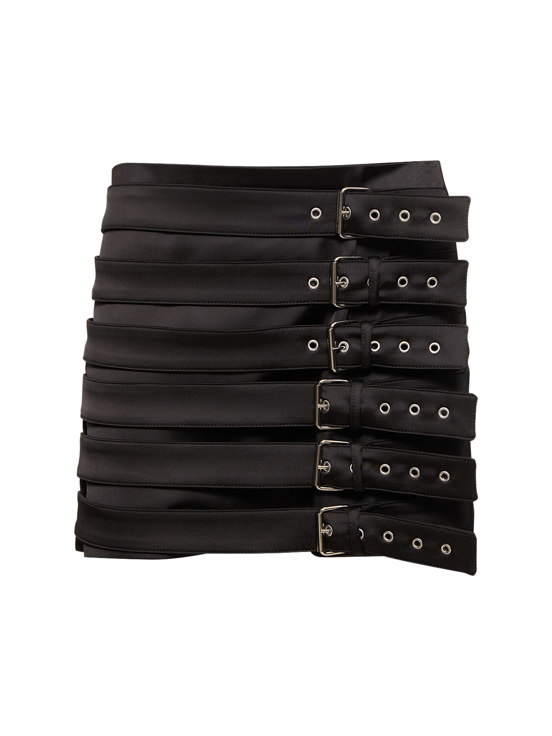 Giuseppe Di Morabito Satin Mini Skirt W/ Buckle Straps In Black