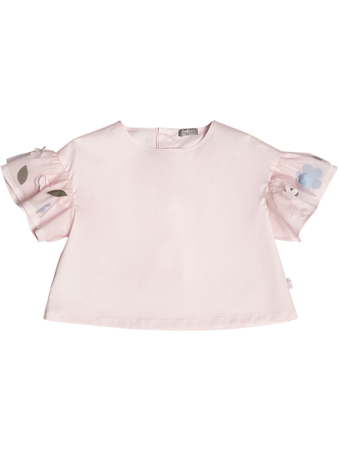 Il Gufo Kids' Stretch Cotton Poplin & Tulle Top In Light Pink