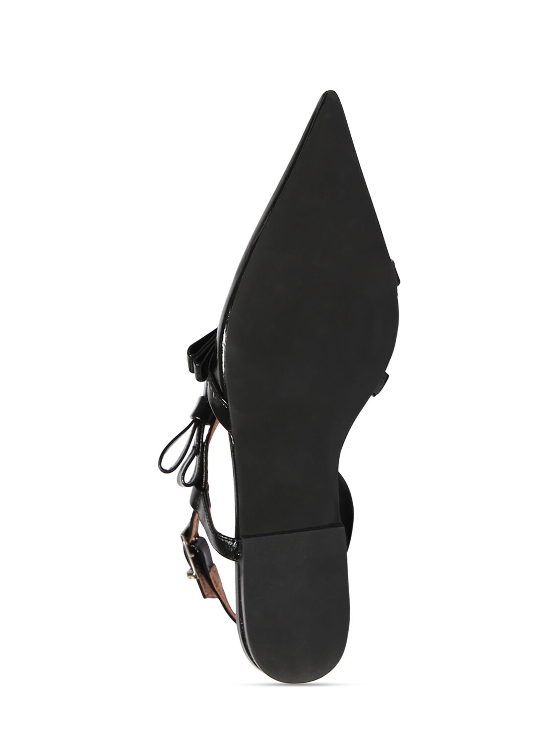 Ganni Multi Bow Pointy Cut Out Black Naplack Ballerinas In Schwarz