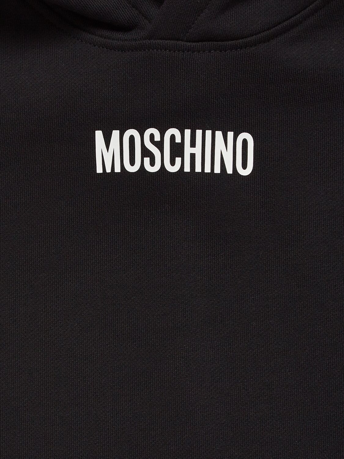 Shop Moschino Cotton Hooded Dress In Black