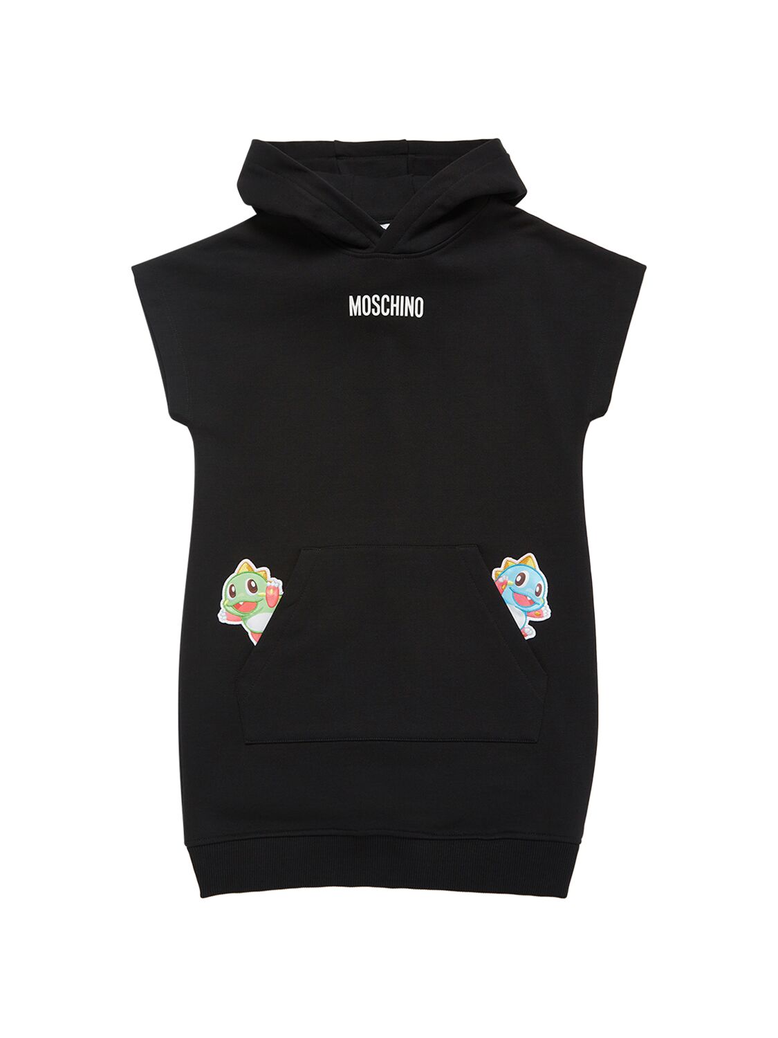Moschino Kids' Cotton Hooded Dress In Black