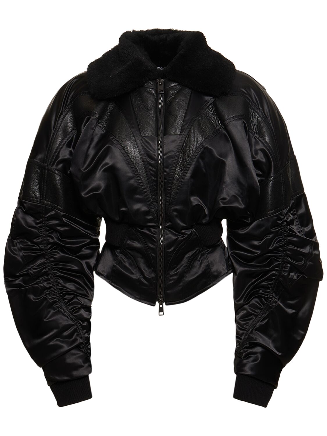 Tech & Leather Quilted Bomber