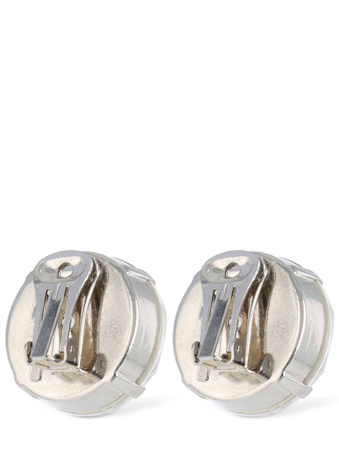 Shop Alessandra Rich Small Round Crystal Earrings In Silver