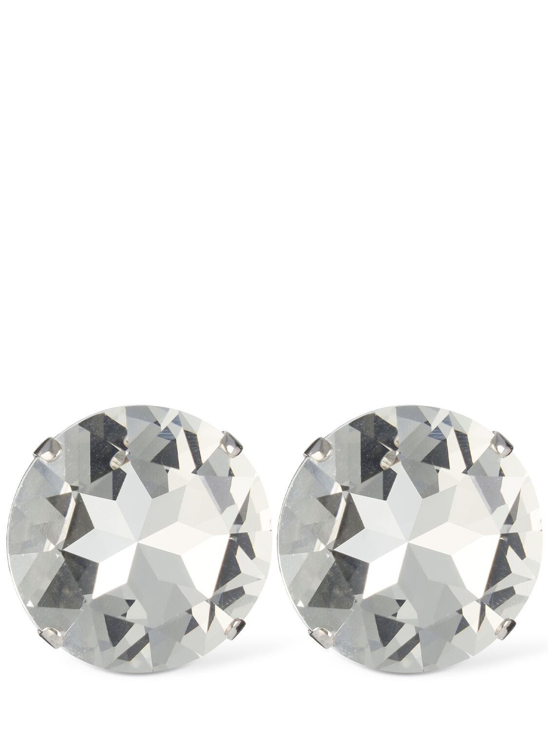 Alessandra Rich Small Round Crystal Earrings In Silver