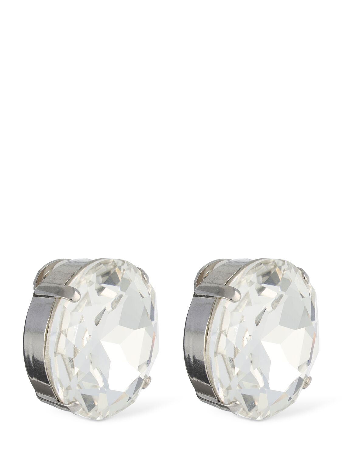 Shop Alessandra Rich Small Round Crystal Earrings In Silver
