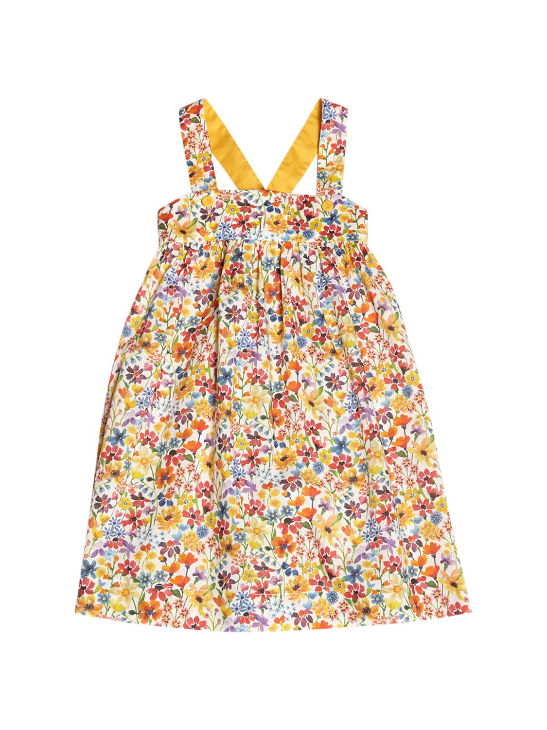 Il Gufo Kids' Liberty Cotton Poplin Dress In Yellow