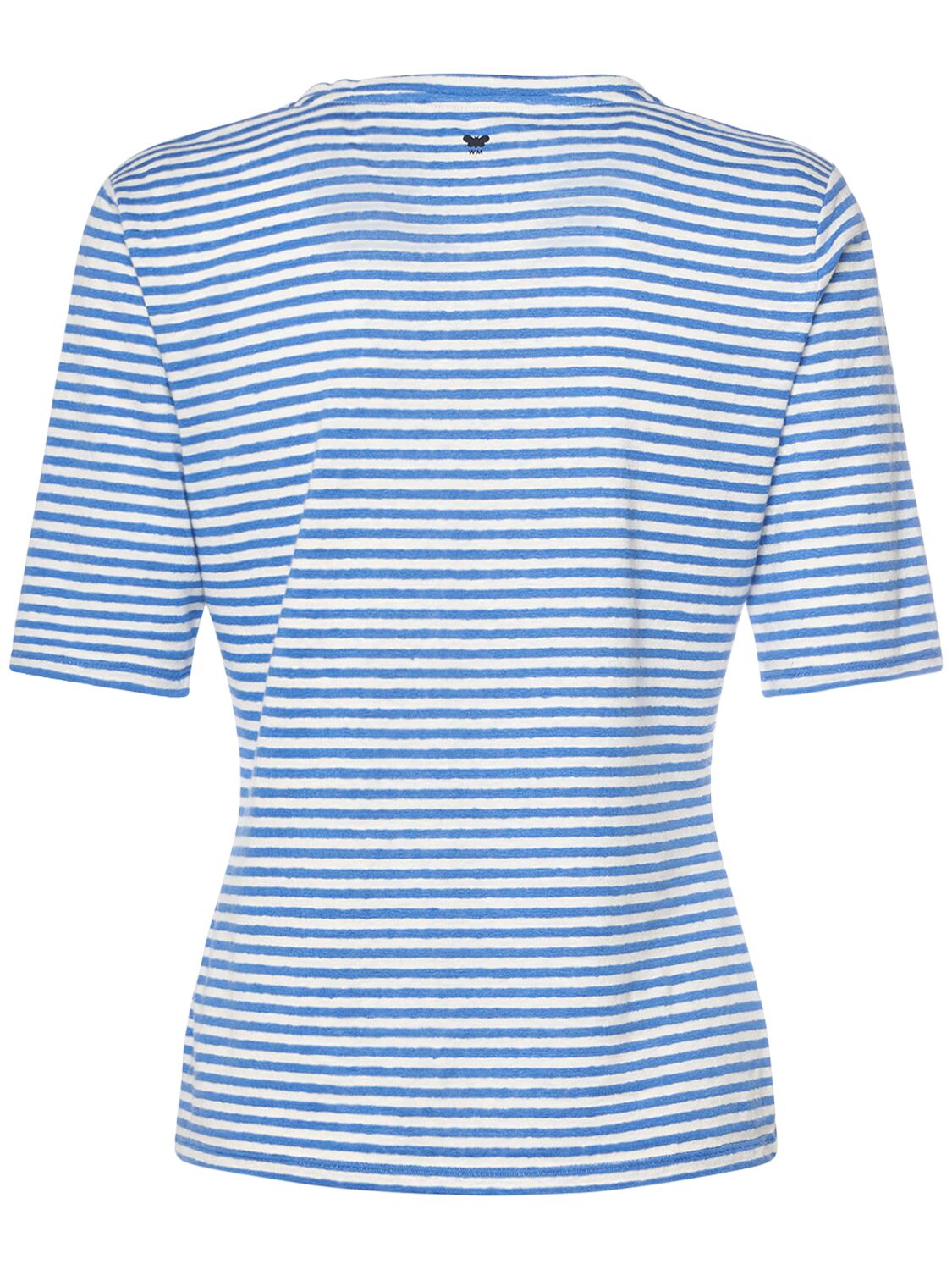 Shop Weekend Max Mara Brunate Linen Jersey V Neck T-shirt In 화이트,블루