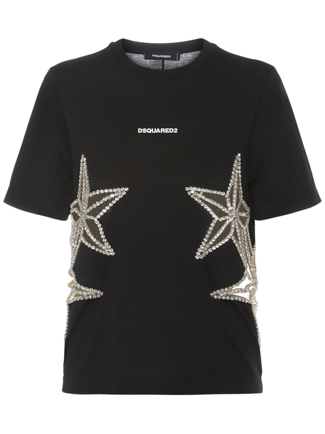 Dsquared2 Embellished Stars Jersey T-shirt In Black