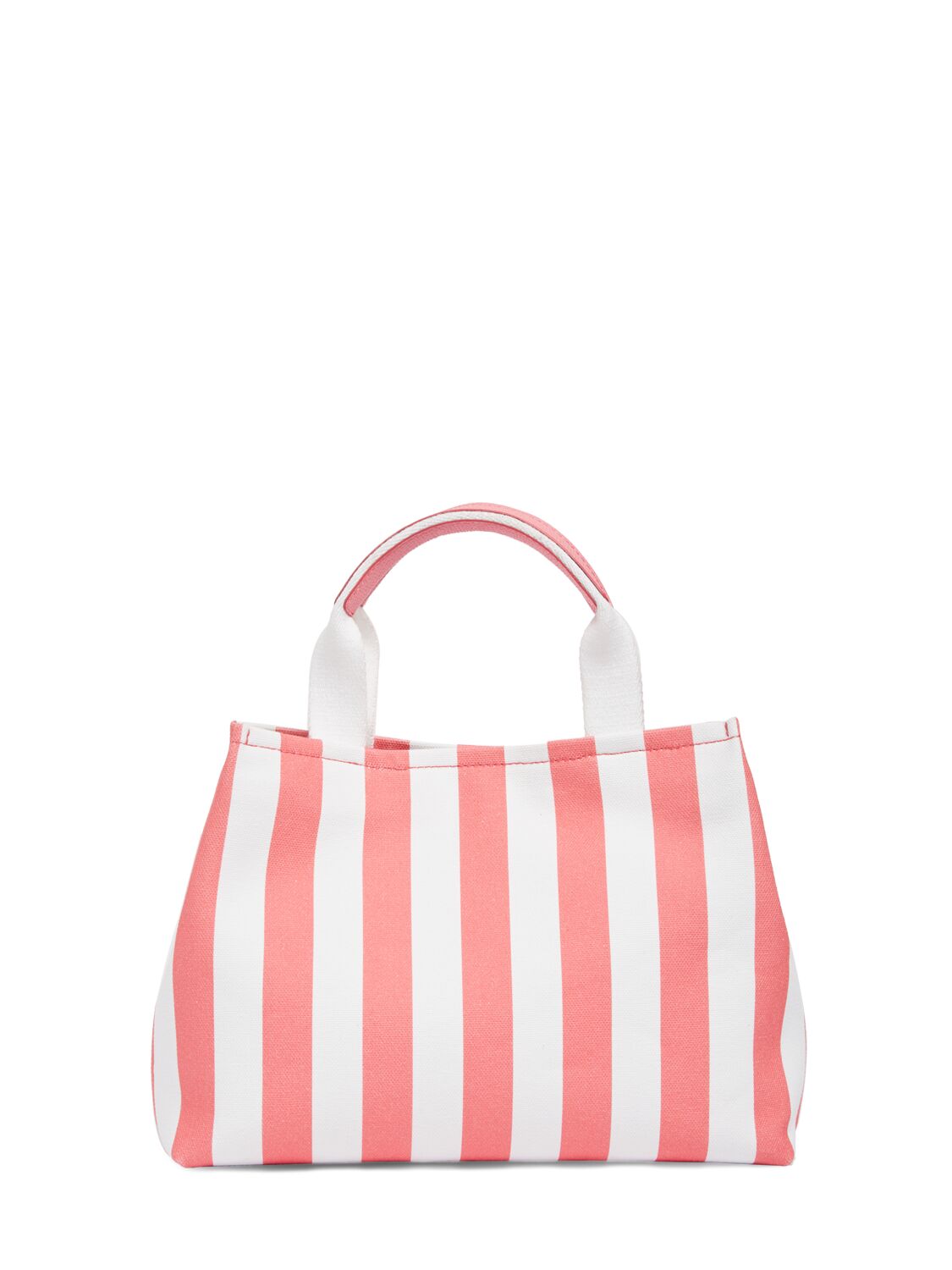 Shop Dolce & Gabbana Striped Cotton Canvas Bag In Weiss,rosa