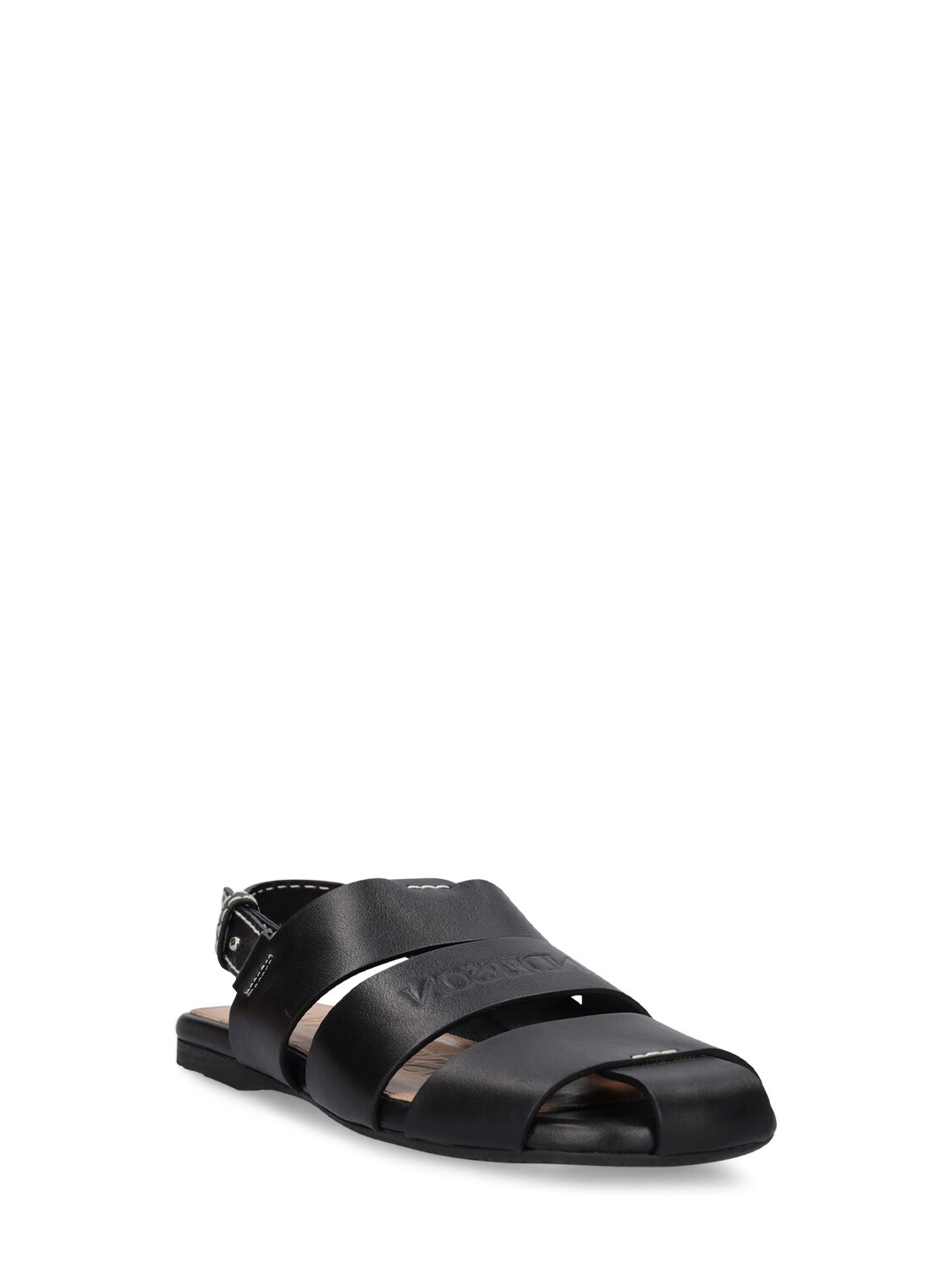 Shop Jw Anderson 10mm Leather Fisherman Flat Sandals In Black