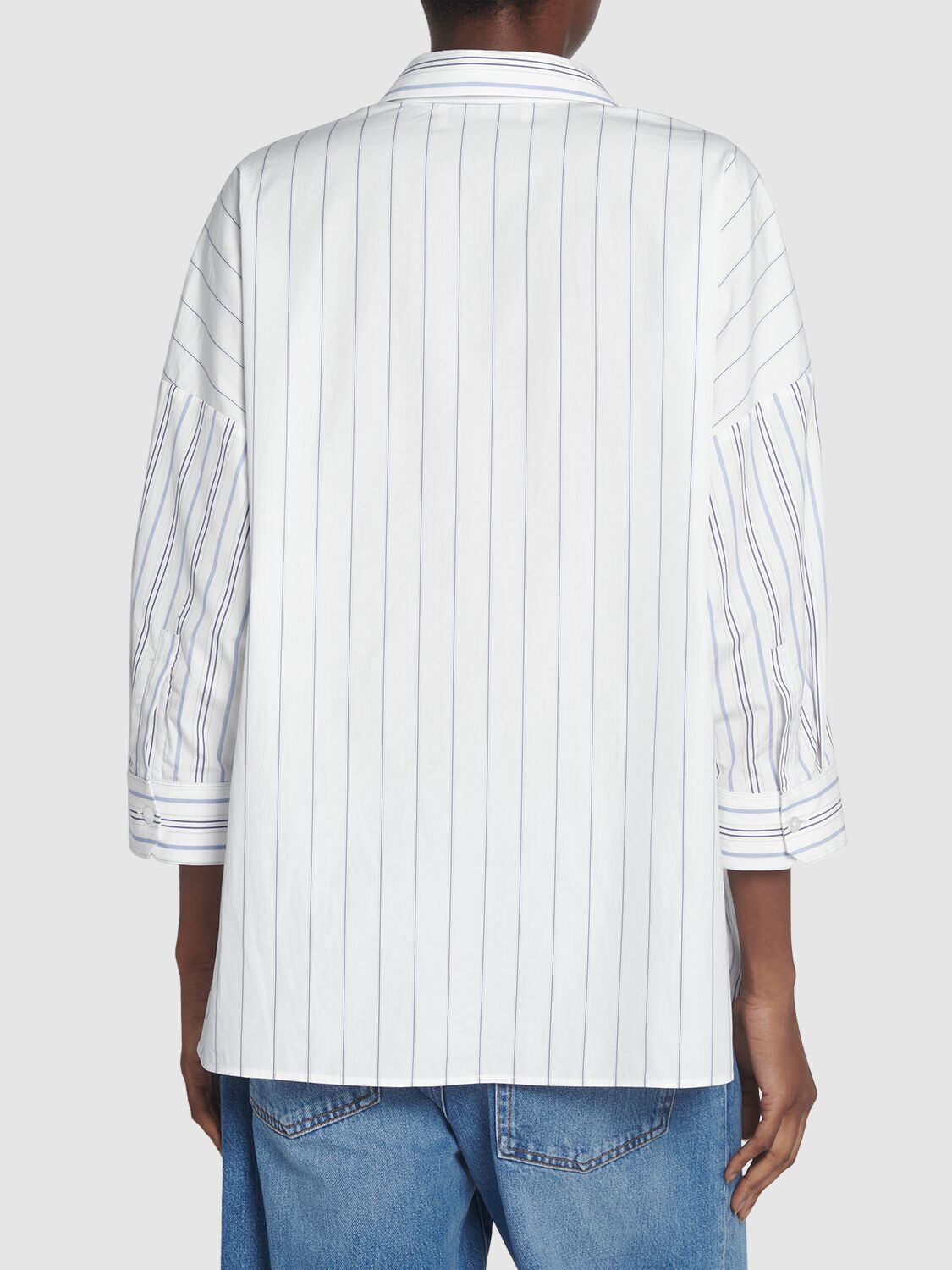 Shop Weekend Max Mara Venus Striped Cotton Poplin Shirt In White,multi