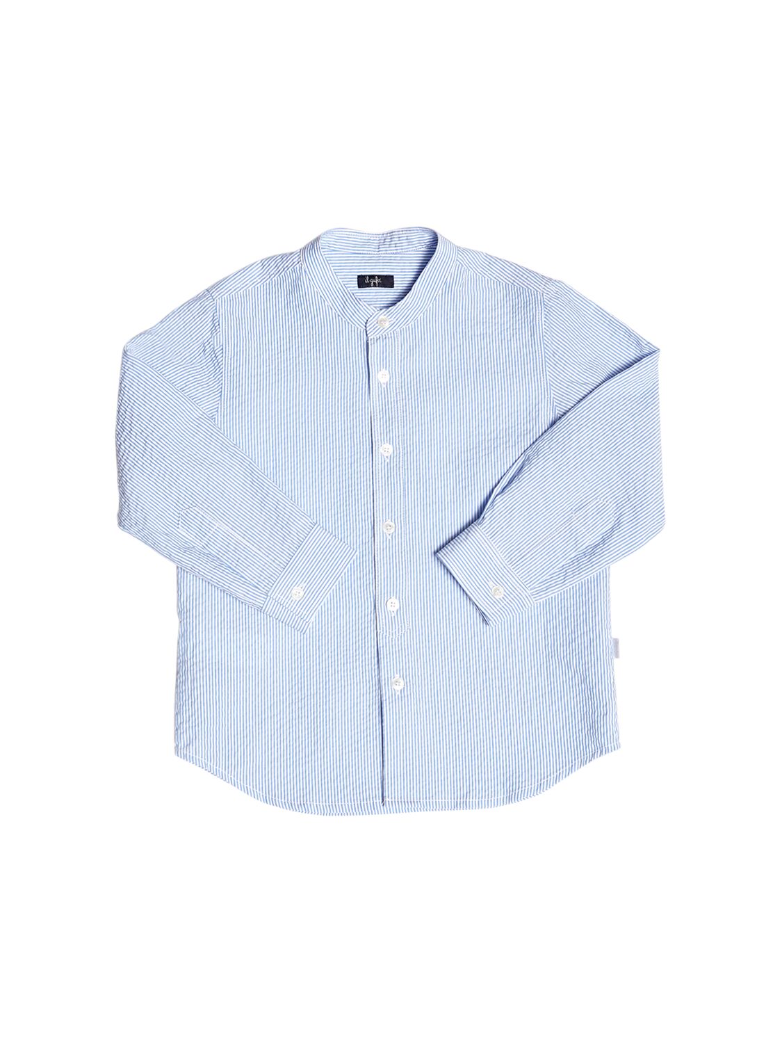 Il Gufo Kids' Cotton Seersucker Shirt In White,blue