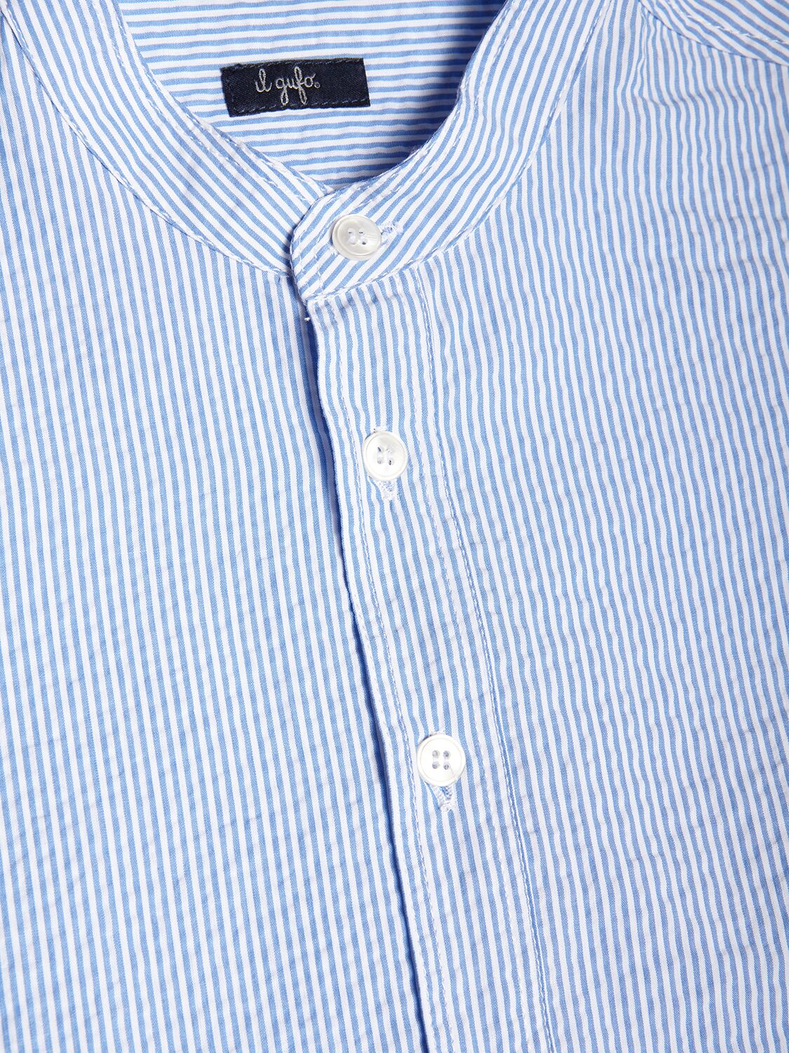 Shop Il Gufo Cotton Seersucker Shirt In White,blue