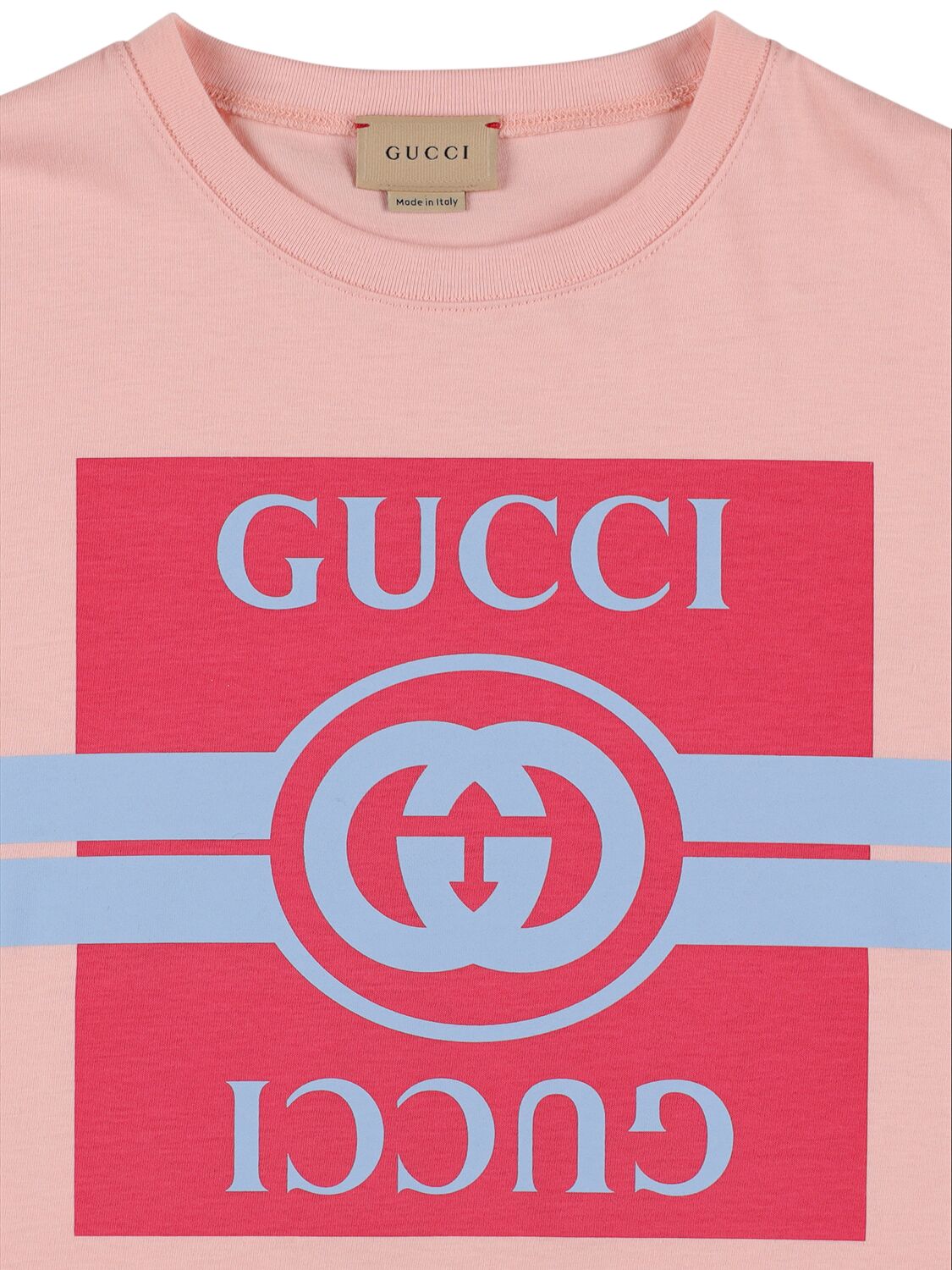 Shop Gucci Cotton Jersey T-shirt In Pink,sky