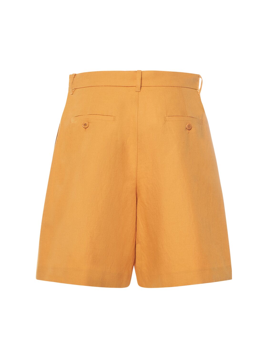 Shop Weekend Max Mara Ecuba Cotton & Linen Canvas Shorts In 오렌지