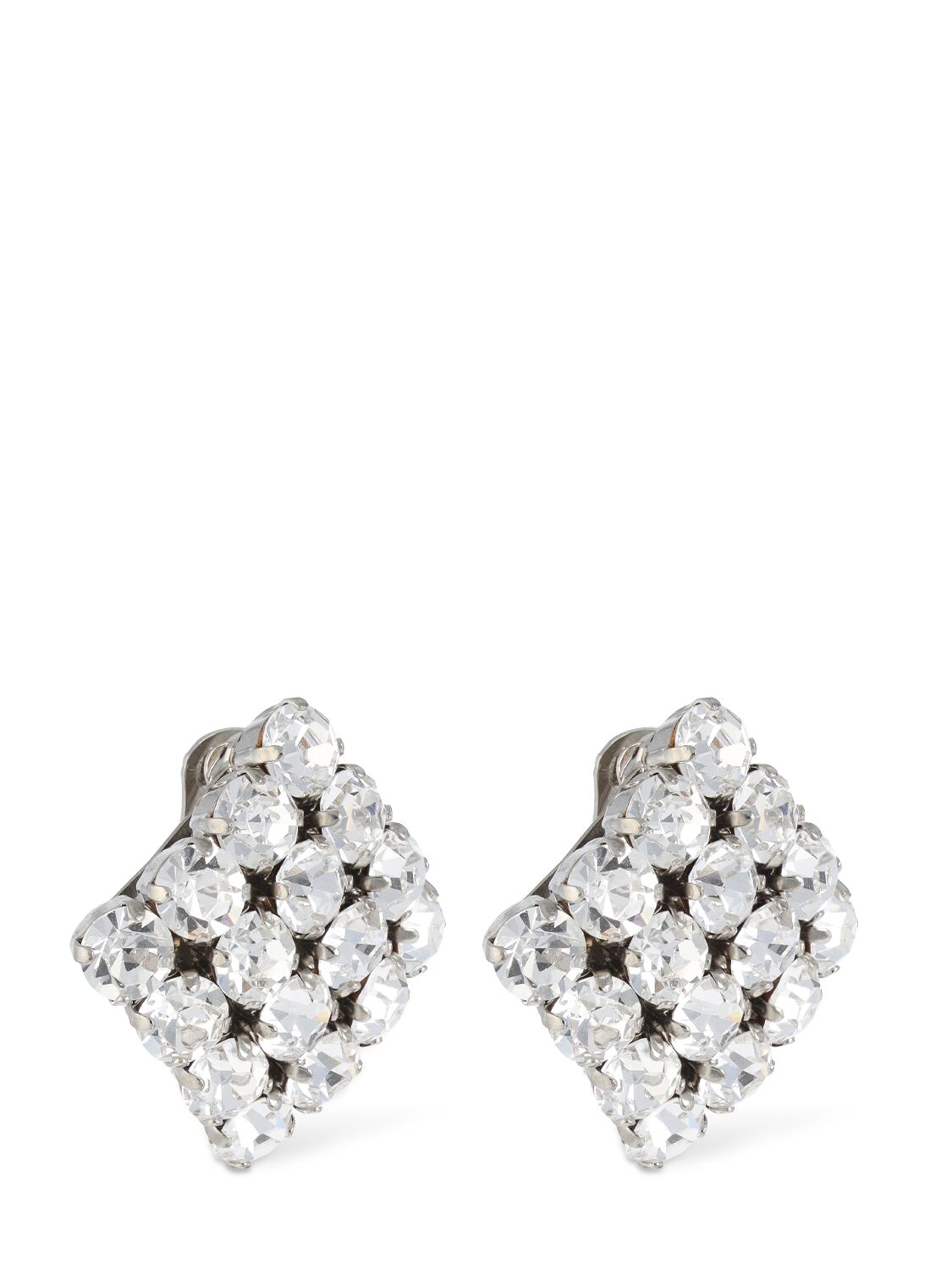 Shop Alessandra Rich Square Crystal Stud Earrings In Silver