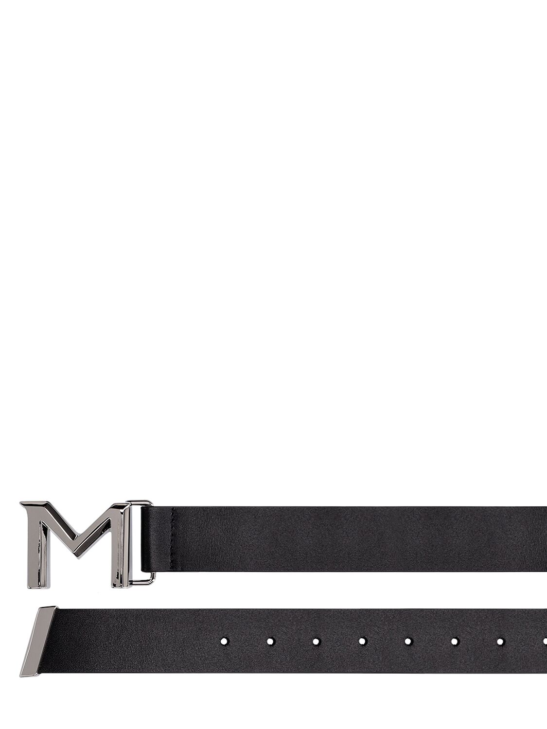 Shop Mugler Logo Buckle Leather Belt In Schwarz