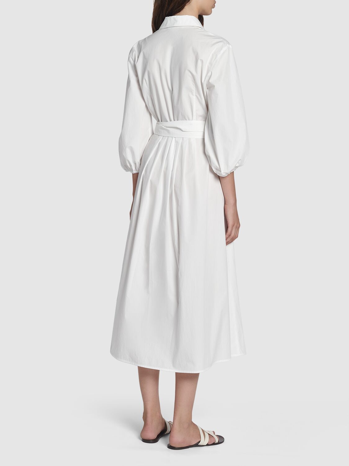 Shop Weekend Max Mara Faenza Cotton Poplin Midi Shirt Dress In White