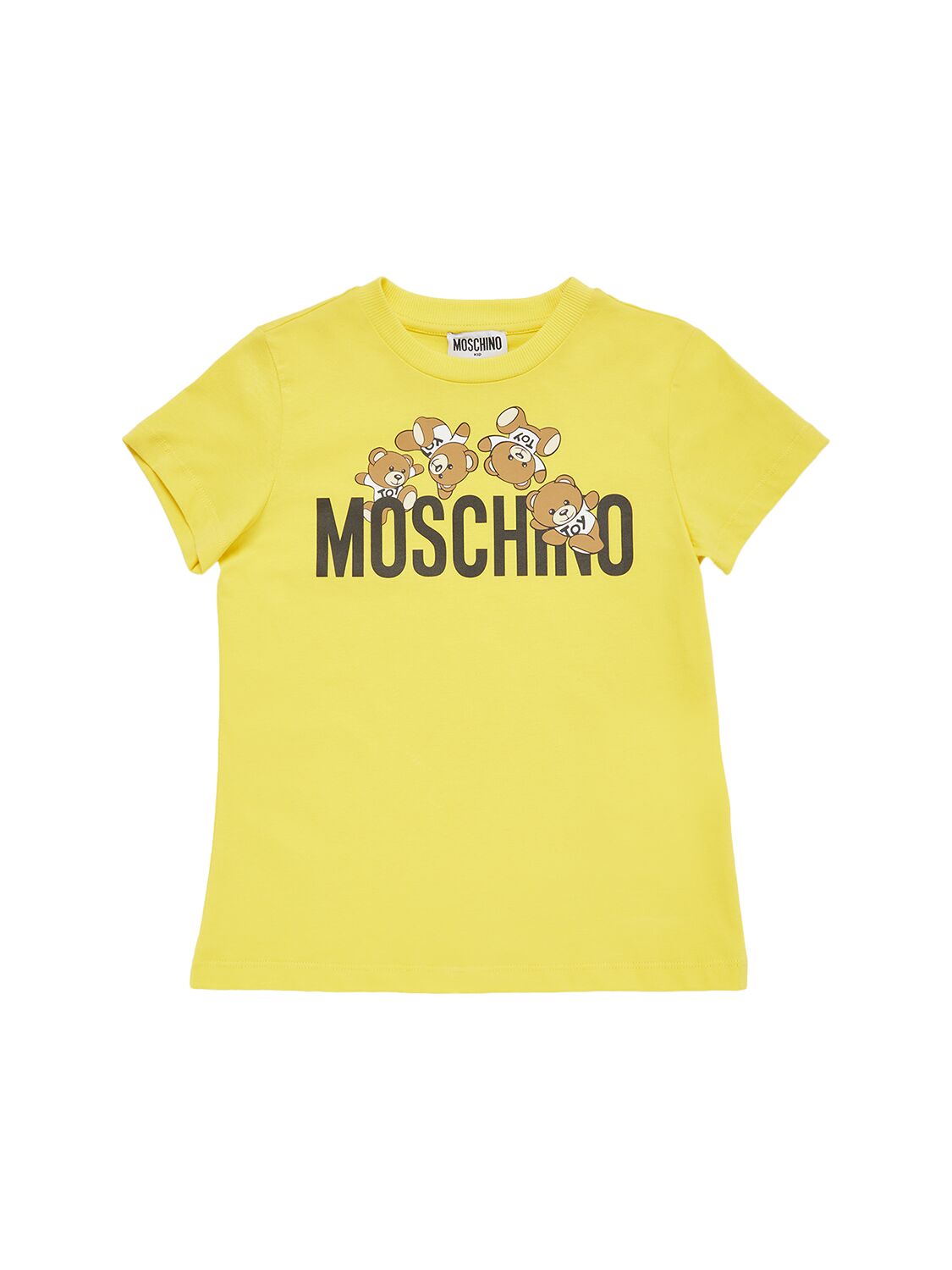 Moschino Kids' Cotton Jersey T-shirt In Yellow