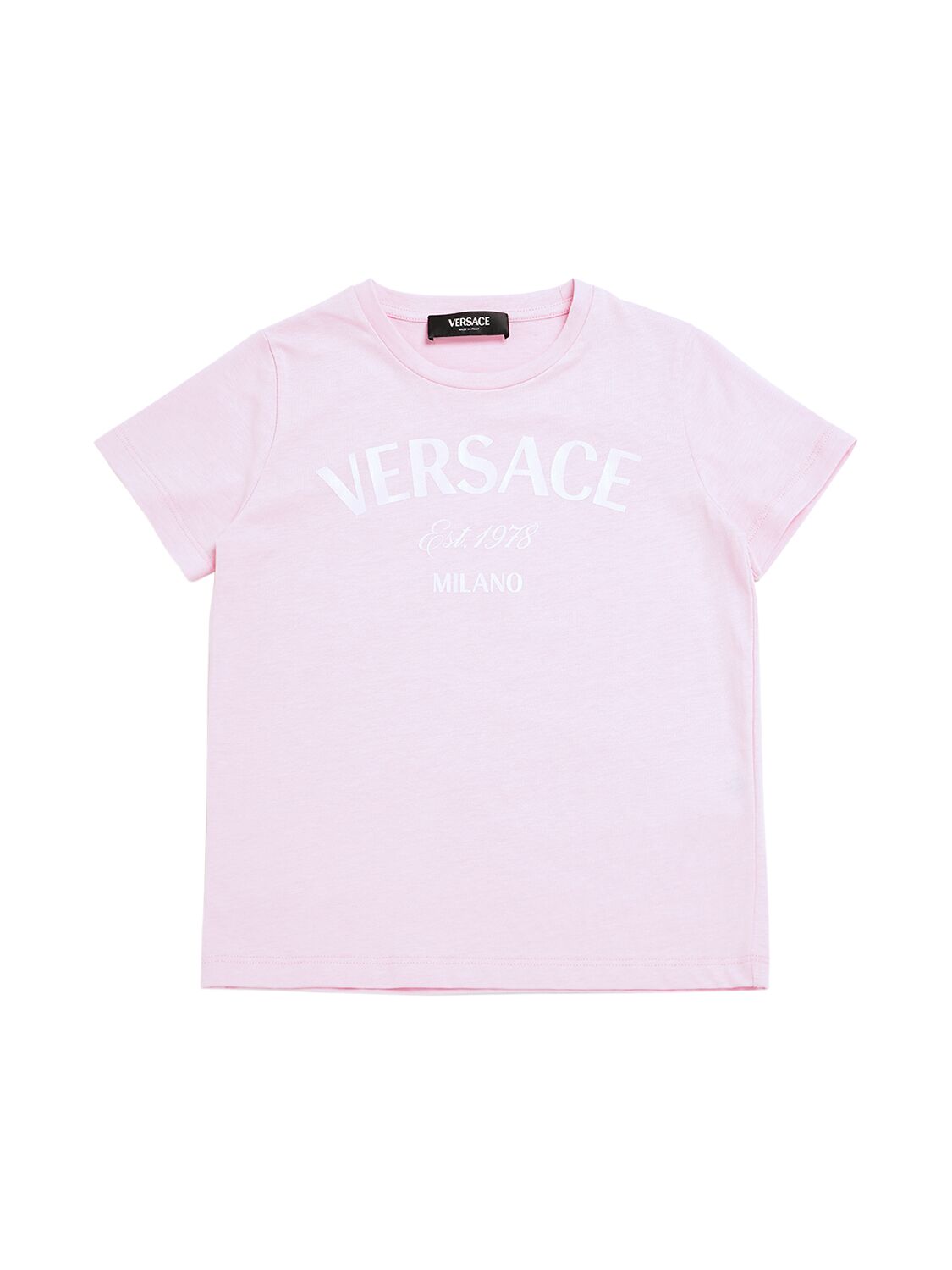 Versace Kids' Printed Cotton Jersey T-shirt In Pink