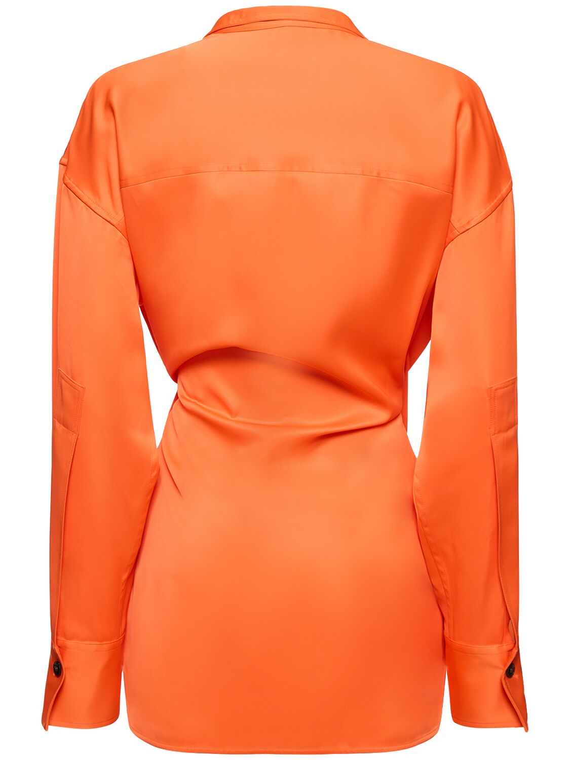 Shop Ferragamo Stretch Viscose Wrap Shirt In Orange