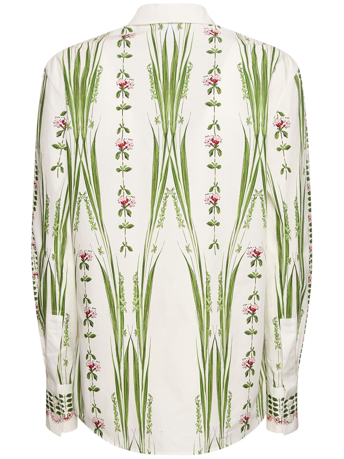 Shop Giambattista Valli Printed Cotton Poplin Blouse In Weiss,grün