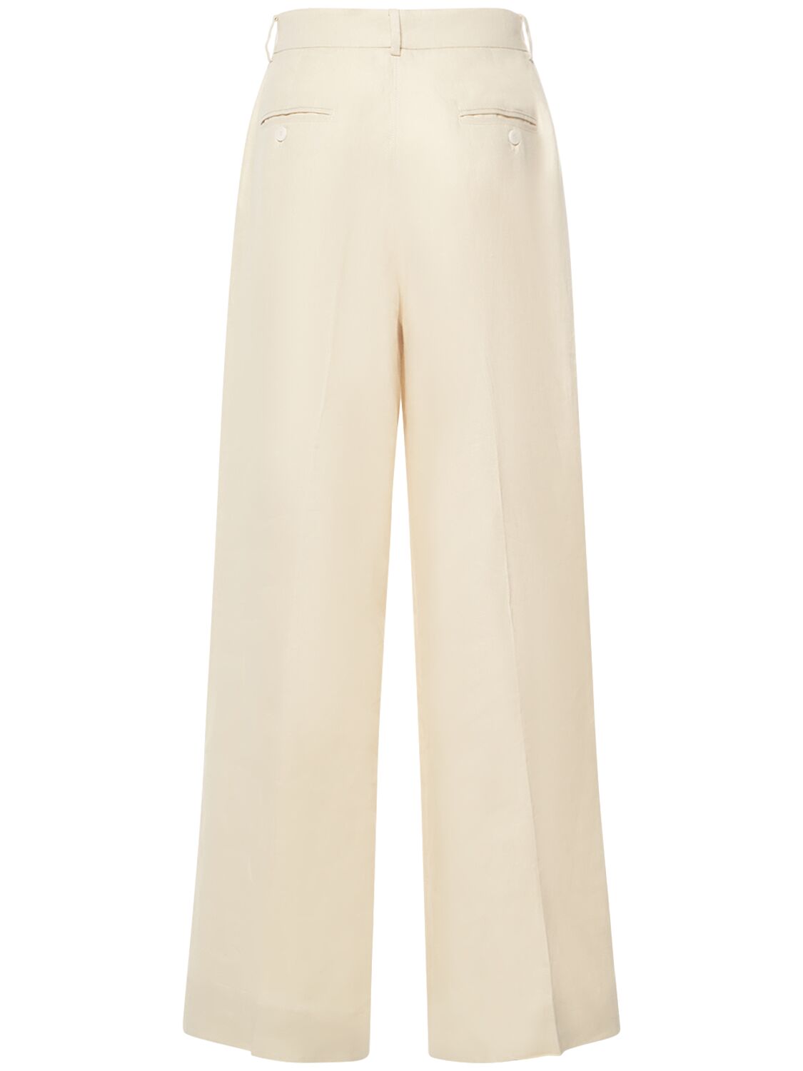 Shop Weekend Max Mara Malizia Linen Canvas Wide Pants In 베이지