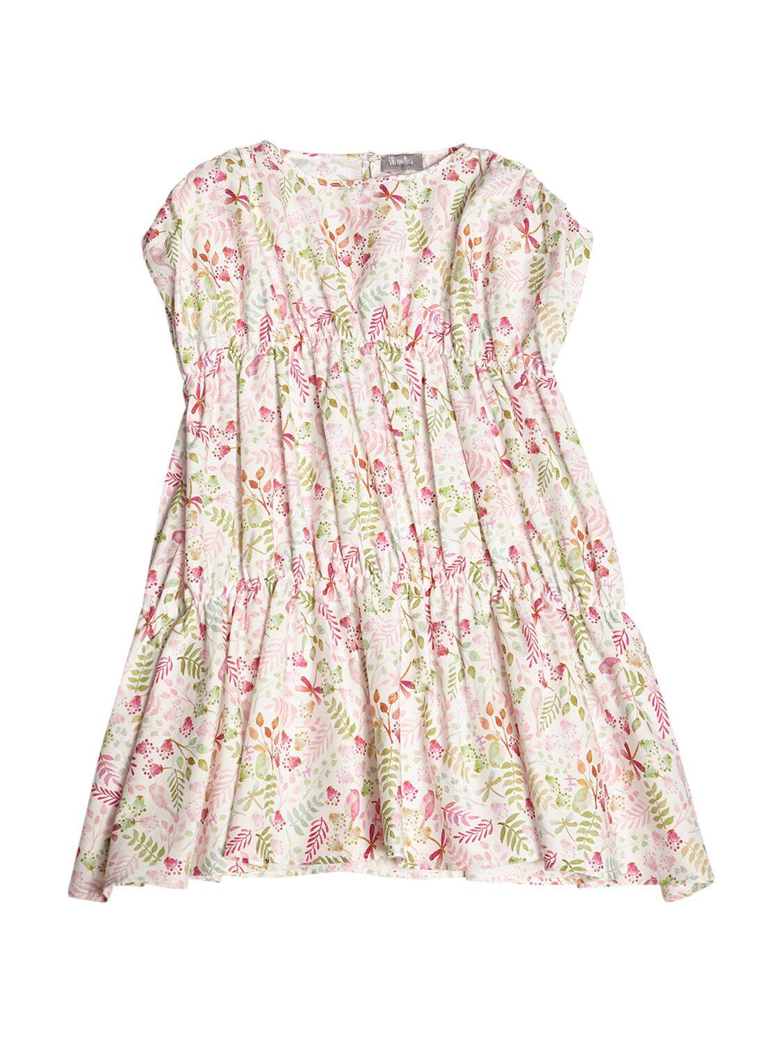 Il Gufo Kids' Floral-print Cotton Dress In Multicolor