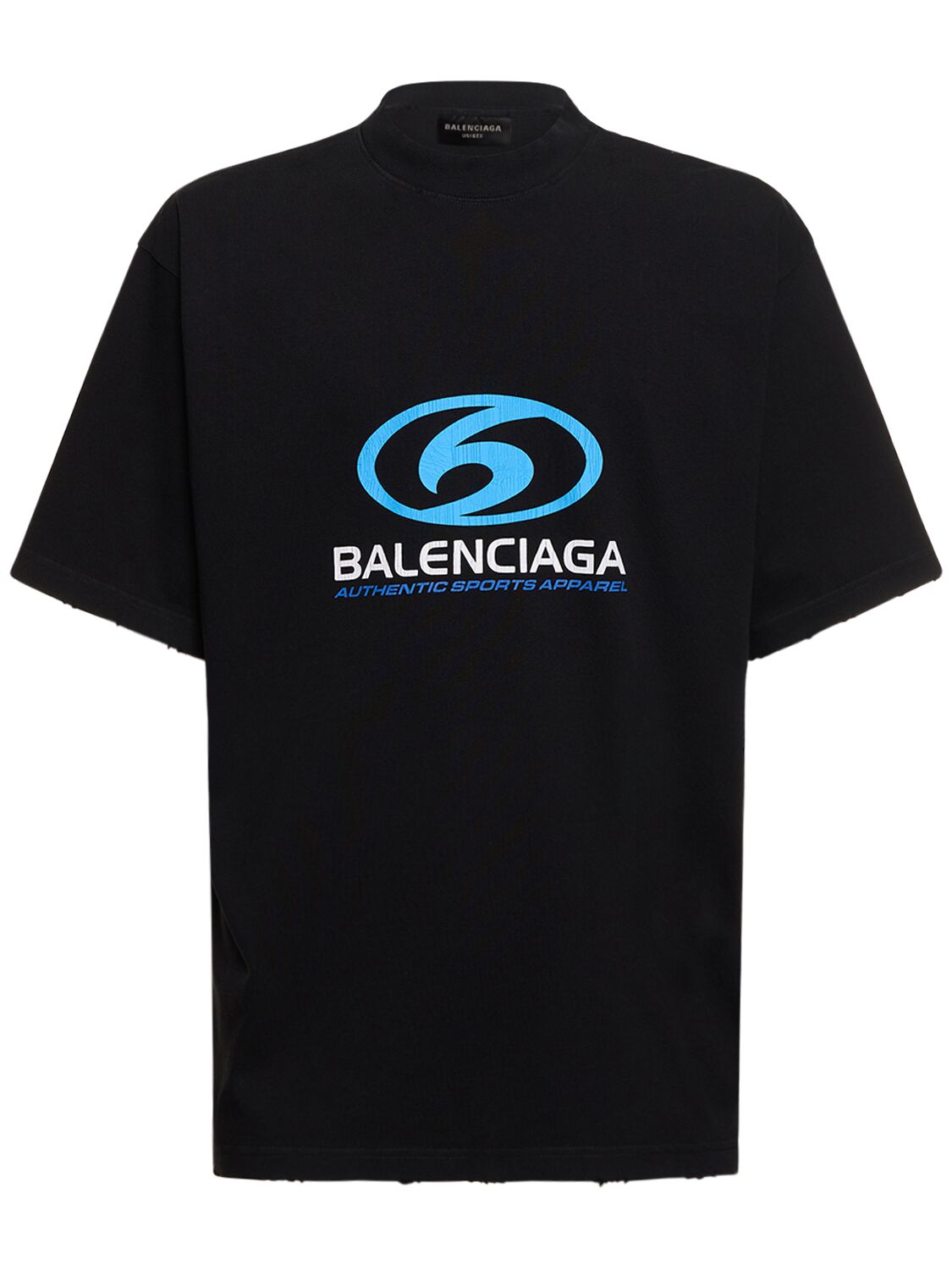 Shop Balenciaga Surfer Cracked Vintage Cotton T-shirt In Schwarz,blau