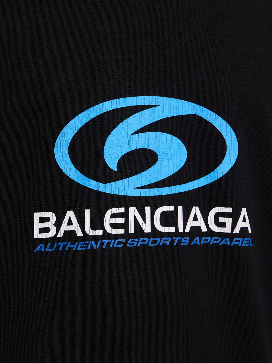 Shop Balenciaga Surfer Cracked Vintage Cotton T-shirt In Schwarz,blau