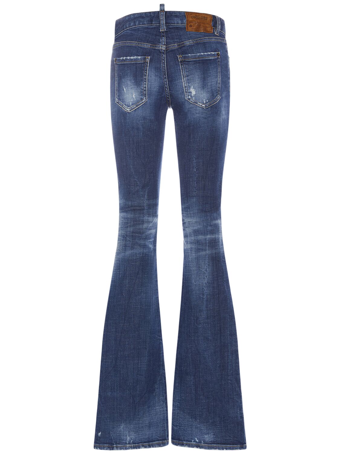 Shop Dsquared2 Distressed Denim Midrise Flared Jeans In Blue