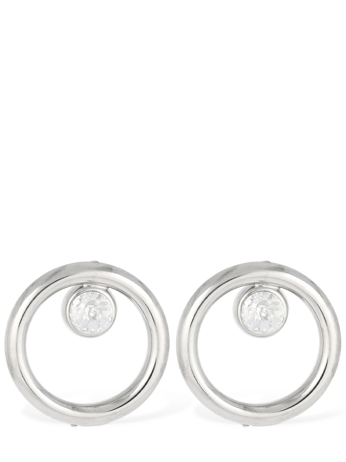 Alessandra Rich Hoop Crystal Earrings In Silver