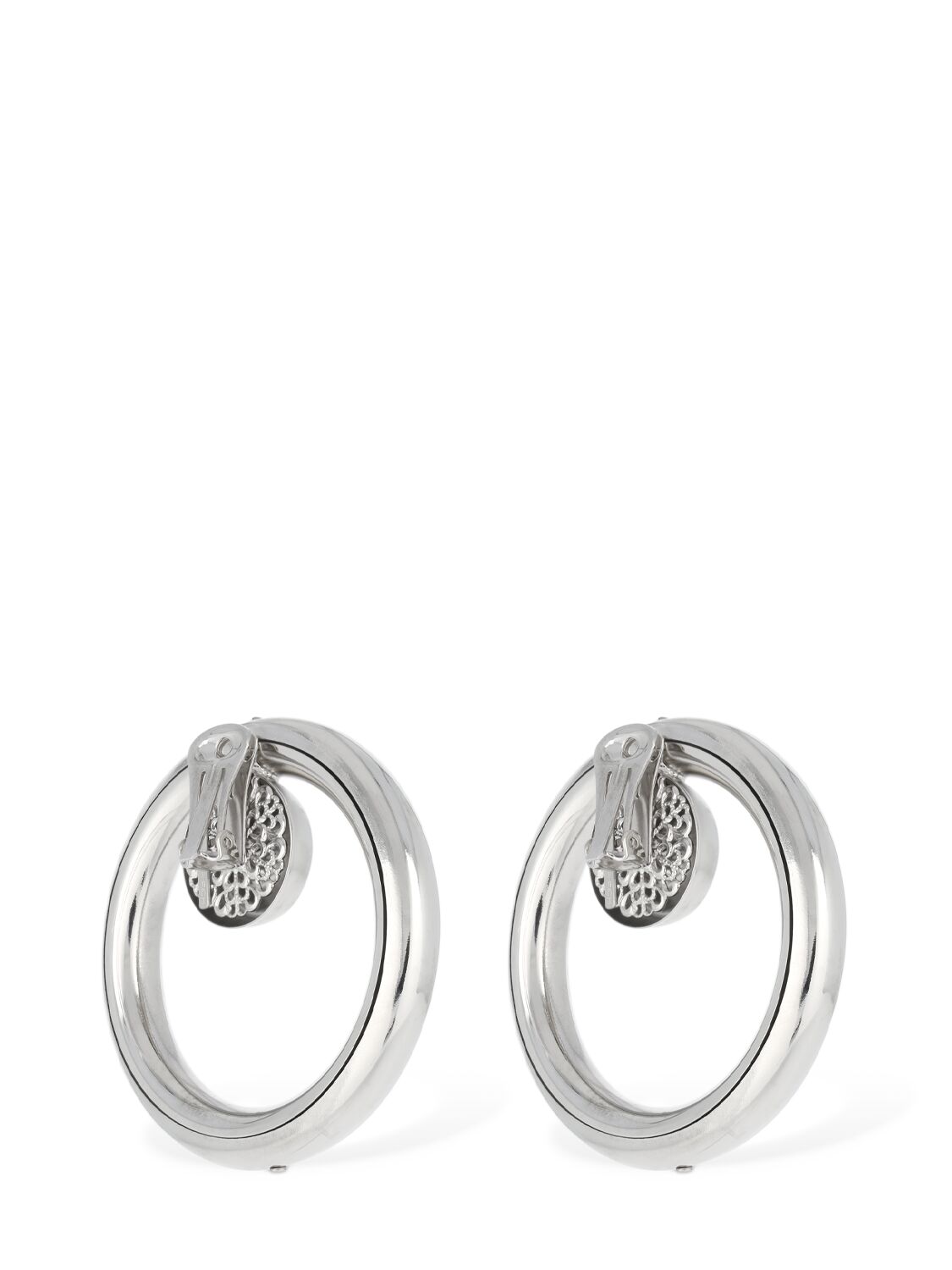 Shop Alessandra Rich Hoop Crystal Earrings In Silver