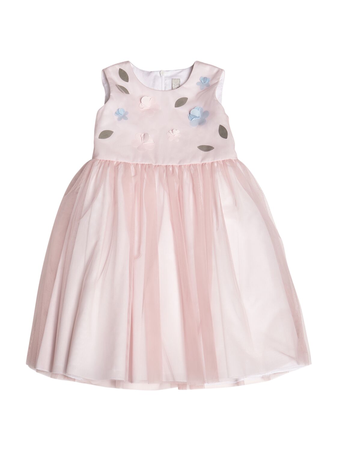 Il Gufo Kids' Tulle & Cotton Poplin Party Dress In Pink