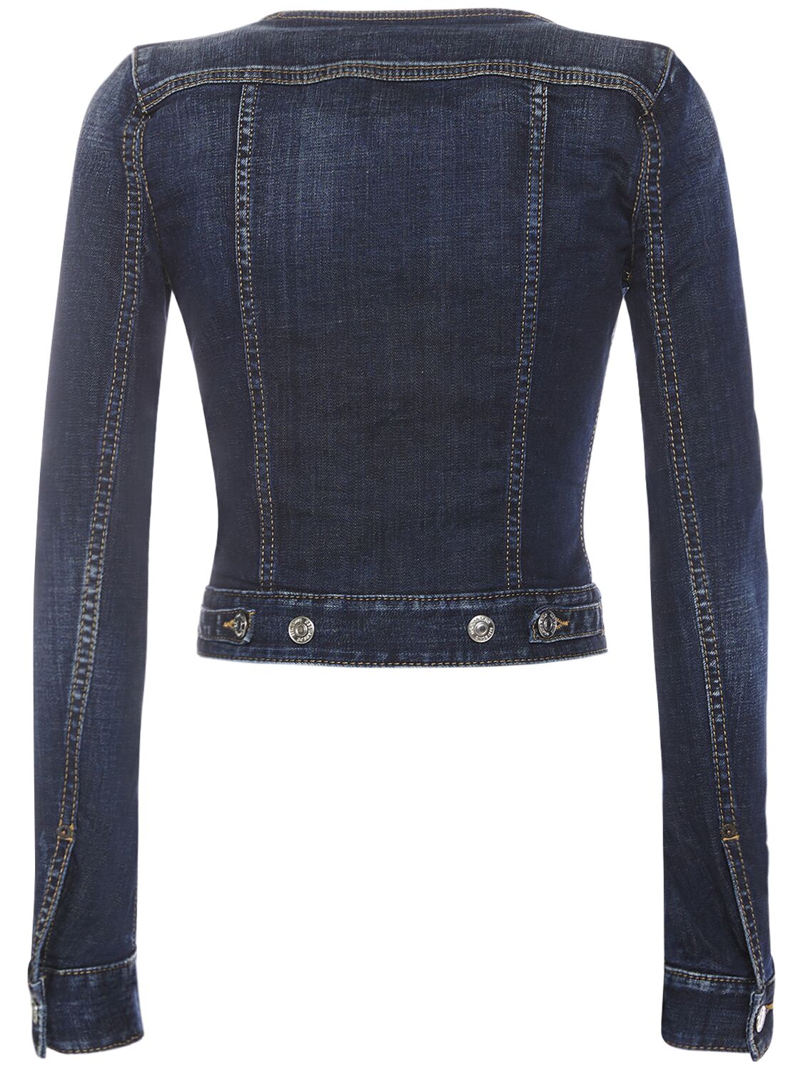 Shop Dsquared2 Denim Cropped Corset Jacket In Dark Blue