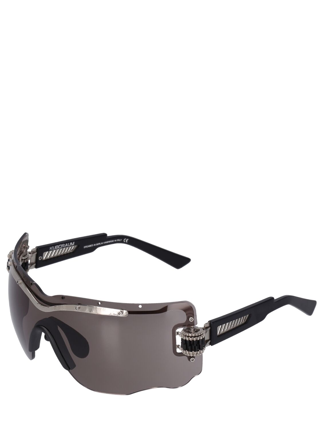 Shop Kuboraum Berlin E15 Mask Ruthenium Sunglasses In Silver,black