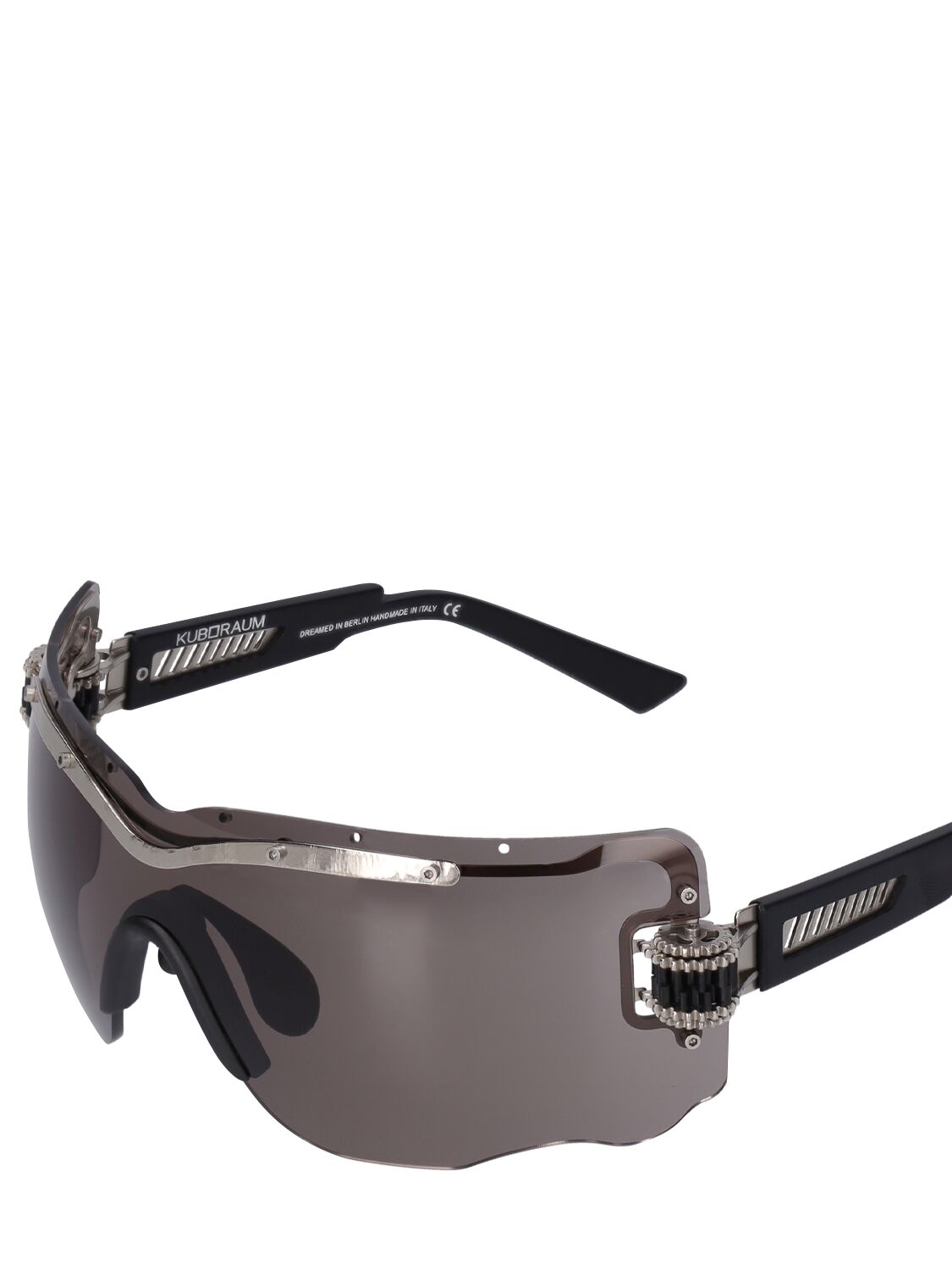 Shop Kuboraum Berlin E15 Mask Ruthenium Sunglasses In Silver,black