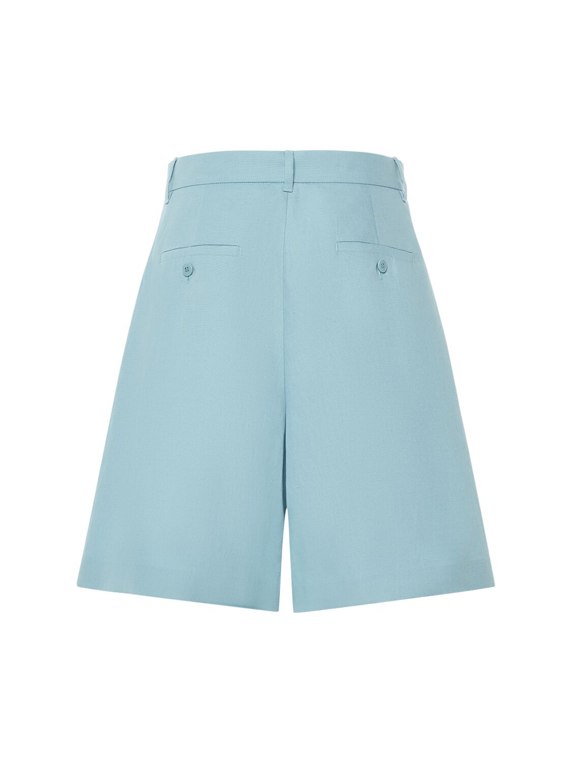 Shop Weekend Max Mara Ecuba Cotton & Linen Canvas Shorts In 라이트 블루