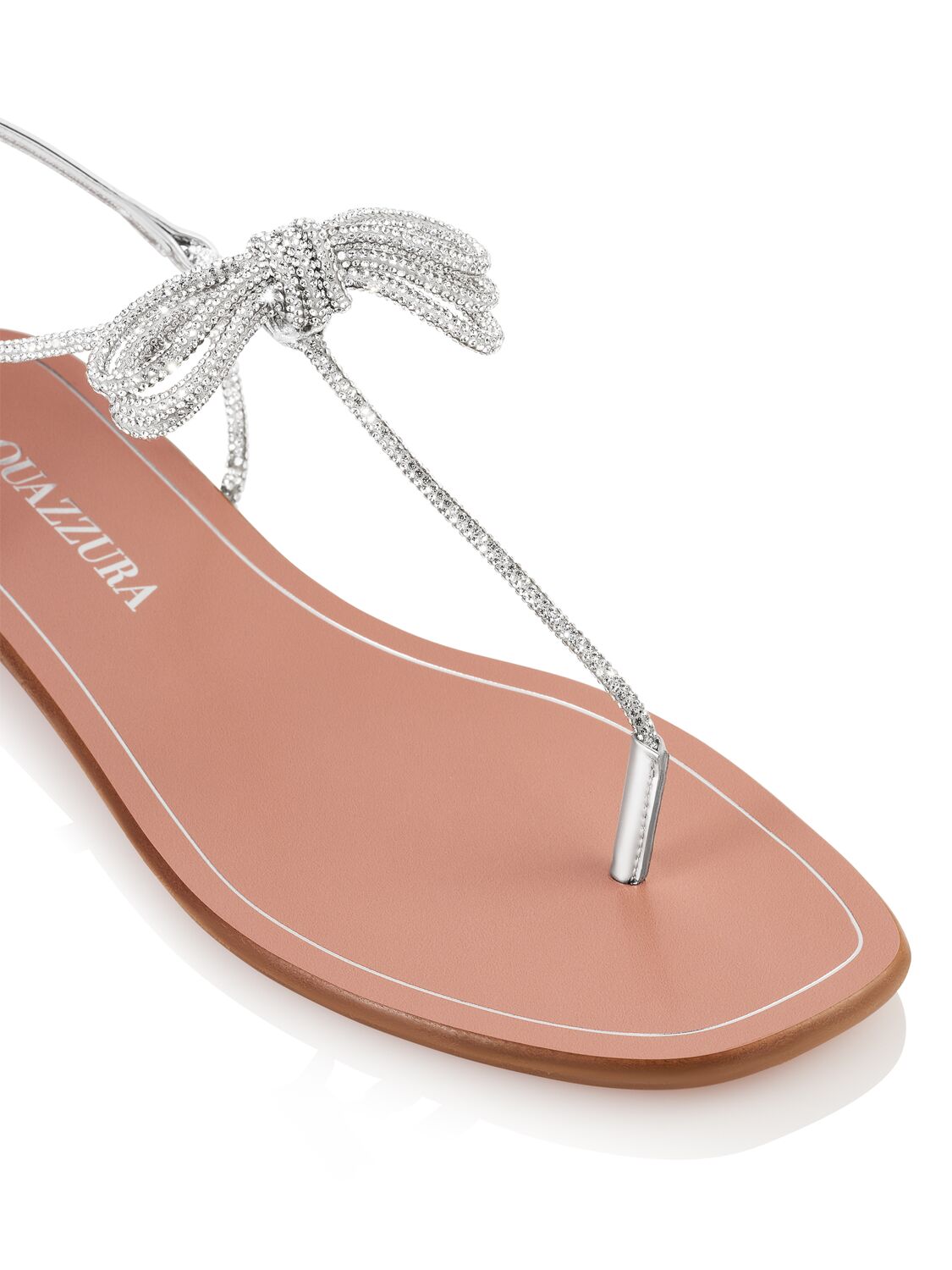 Shop Aquazzura 5mm Capri Mirror Leather Flat Sandals In Silver