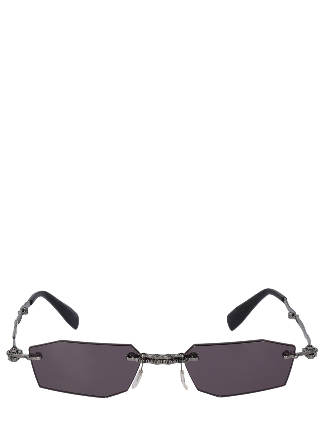 Kuboraum Berlin H40 Metal Machinery Rimless Sunglasses In Black,grey