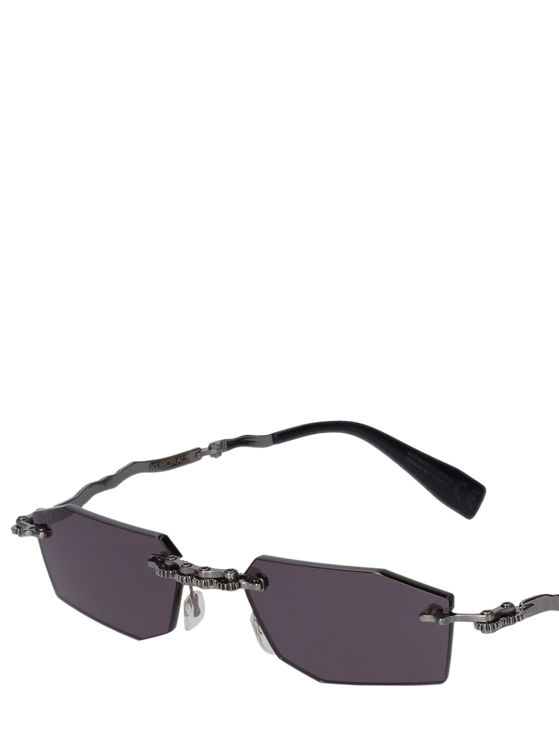 Shop Kuboraum Berlin H40 Metal Machinery Rimless Sunglasses In Black,grey